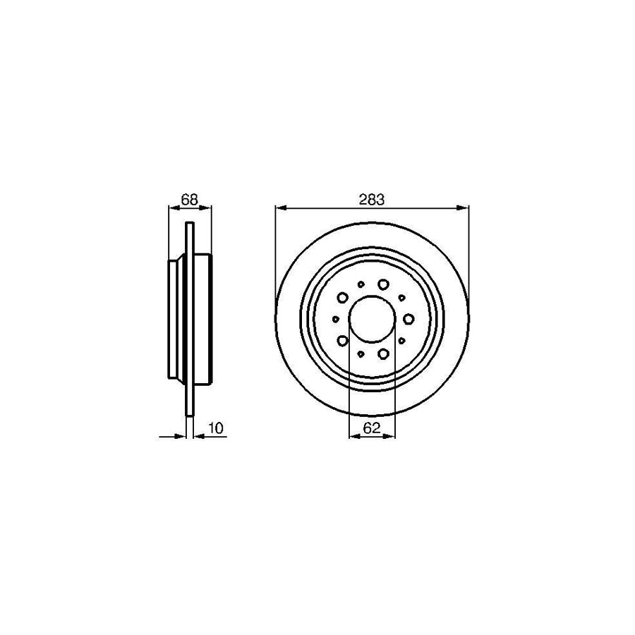 BOSCH 0 986 478 445 Brake Disc Solid Oiled