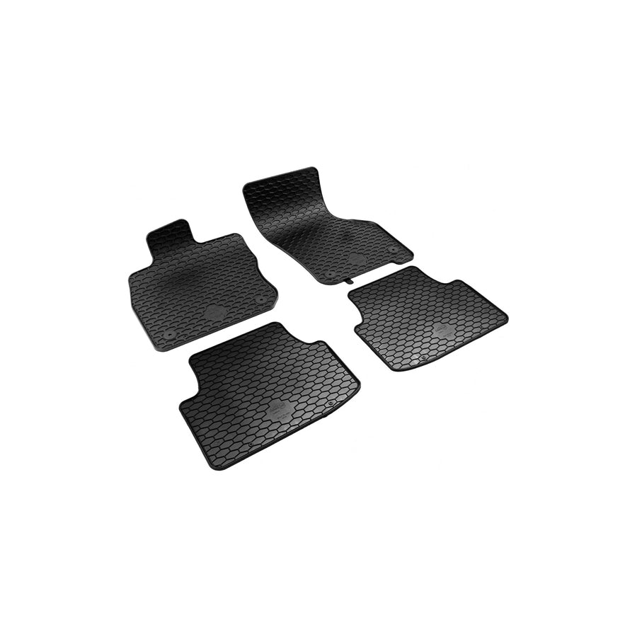 WALSER RubberLine 50884 Floor mat set Elastomer, Front and Rear, Quantity: 4, Black