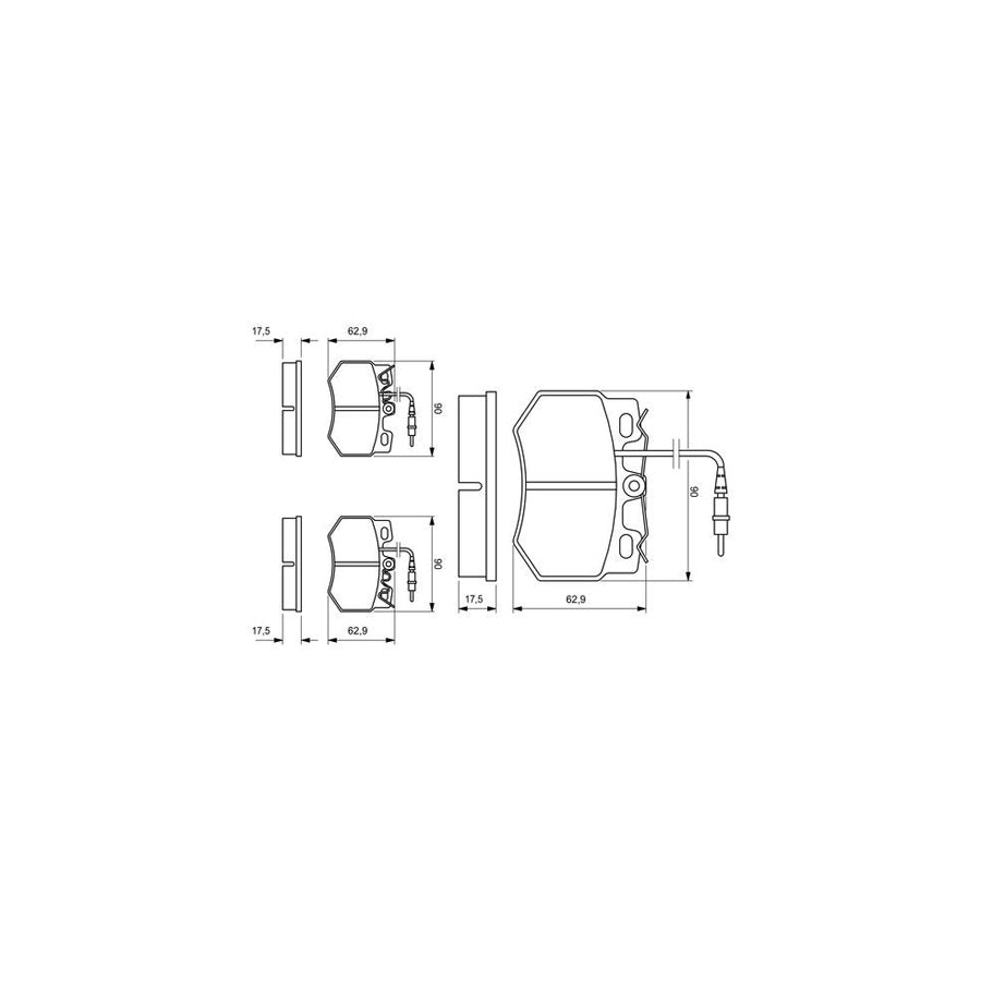 Bosch 0986424376 Brake Pad Set With Integrated Wear Sensor With Anti Squeak Plate With Bolts Screws With Accessories BP187