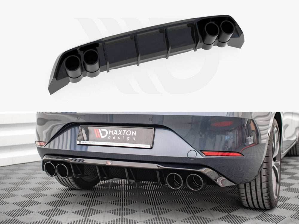 Maxton Design SE-LE-4-FR-RS1T+RS1RT+CHROME Rear Valance + ExhauST Ends Imitation Seat Leon Fr Hatchback MK4 | Duco Car Parts UK Car Parts
