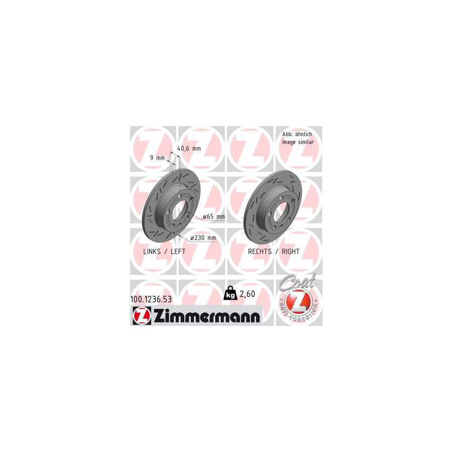 ZIMmERMANN BLACK Z 100 1236 53 Brake Disc Slotted Solid Coated