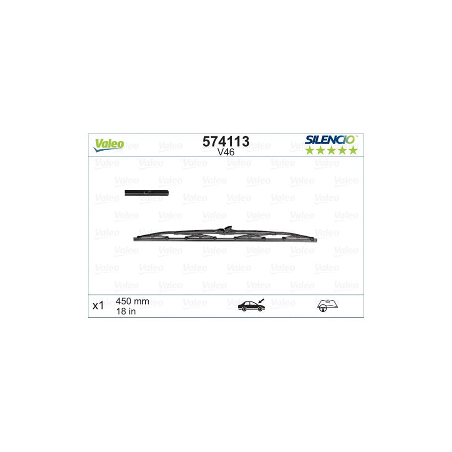 Valeo Silencio, Silencio Conventional Single 574113 Wiper Blade | Duco Car Parts UK Car Parts