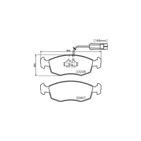 Hella 8DB 355 008 521 Brake Pad Set For Fiat Palio With Integrated Wear Warning Contact