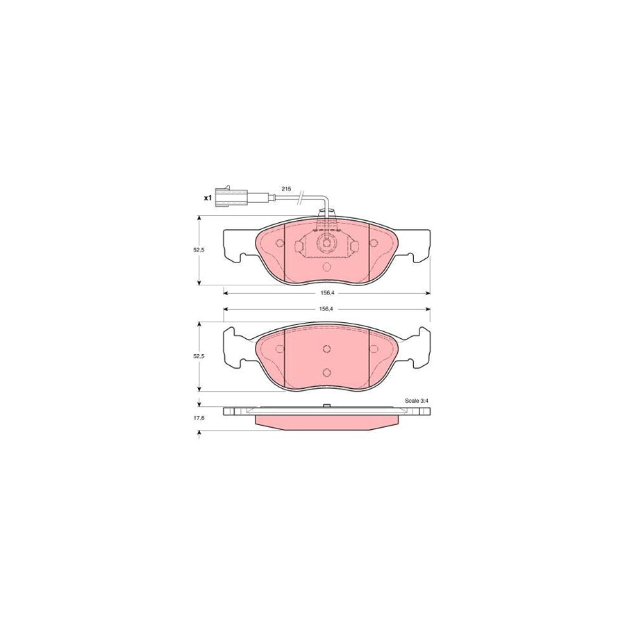 TRW Gdb1387 Brake Pad Set Incl Wear Warning Contact