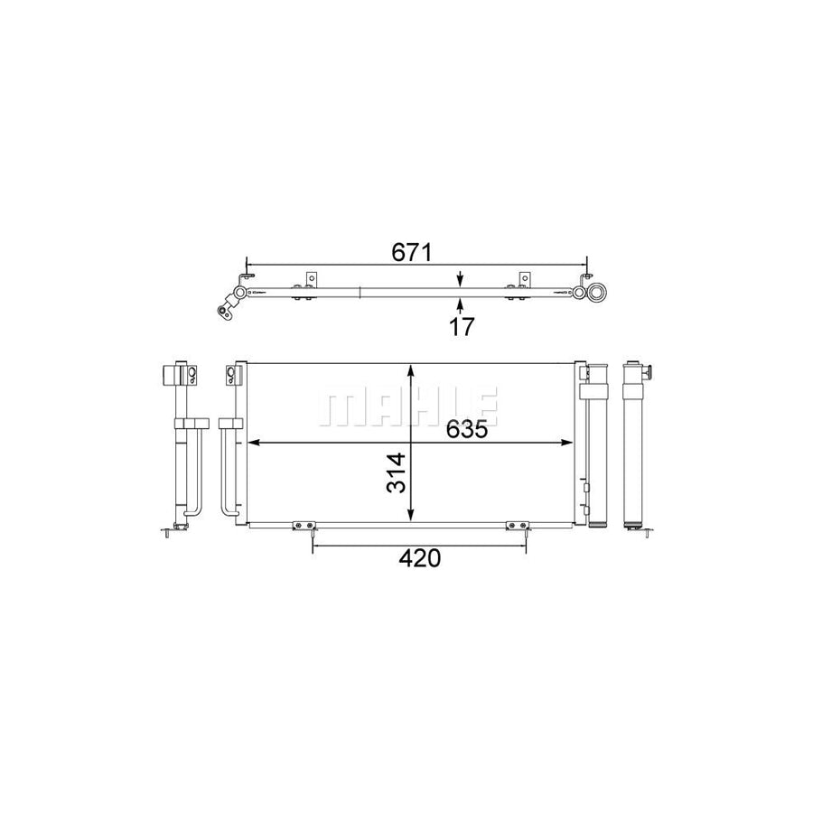 MAHLE ORIGINAL AC 473 000S Air conditioning condenser for SUBARU IMPREZA with dryer