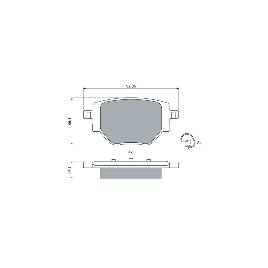 Bosch 0986424988 Brake Pad Set With Anti Squeak Plate With Mounting Manual With Spring BP2605