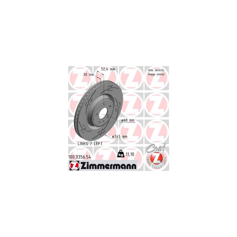 ZIMmERMANN BLACK Z 100 3356 54 Brake Disc Internally Vented Slotted Coated High carbon