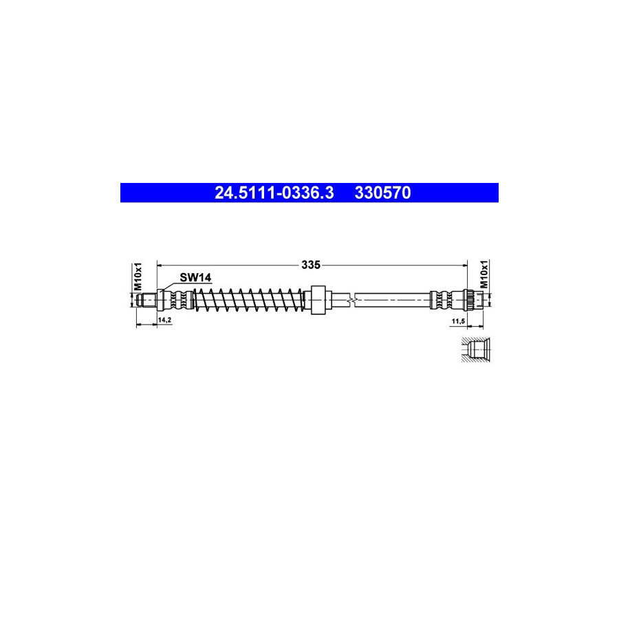ATE 24 5111 0336 3 Brake Hose 335Mm M10X1 