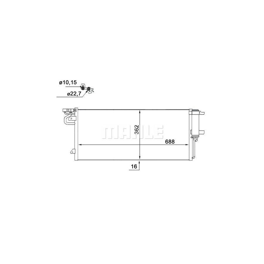 MAHLE ORIGINAL AC 103 000S Air conditioning condenser with dryer, without pressure switch