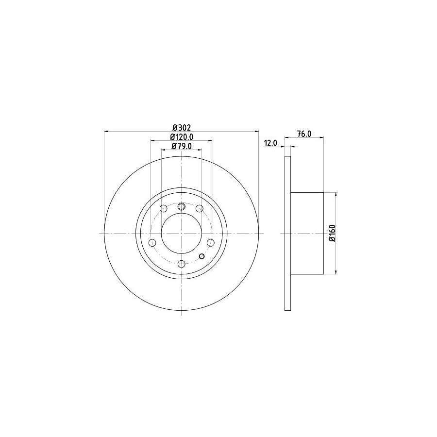 HELLA PRO High Carbon 8DD 355 127 021 Brake Disc for BMW 5 Series Solid Coated High carbon without wheel hub without wheel studs