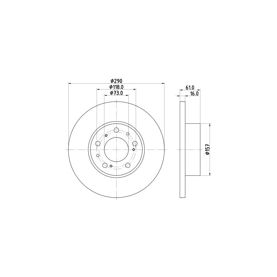 HELLA 8DD 355 101 781 Brake Disc Solid without wheel hub without wheel studs