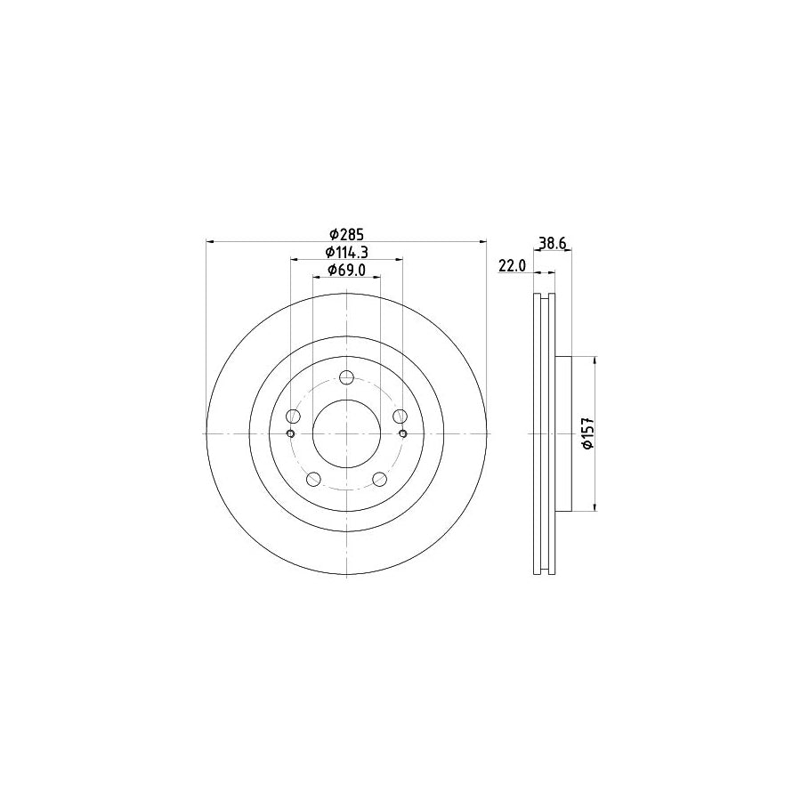 HELLA 8DD 355 112 931 Brake Disc Internally Vented without wheel hub without wheel studs