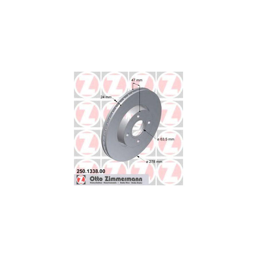 ZIMmERMANN 250 1338 00 Brake Disc Externally Vented