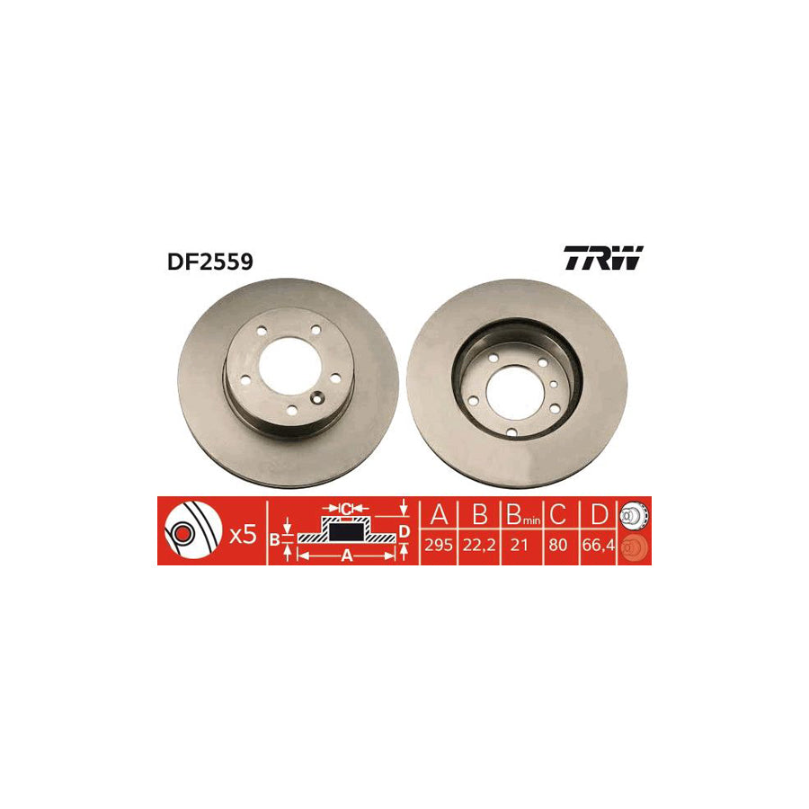 TRW DF2559 Brake Disc for JAGUAR XJ Vented with bolts screws