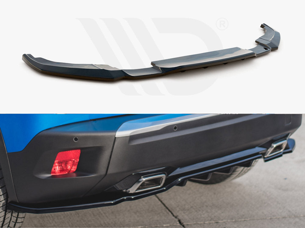 Maxton Design PE-2008-2-RD1T+RD2T Central Rear Splitter (w/ Vertical Bars) Peugeot 2008 MK2 (2019-) | Duco Car Parts UK Car Parts