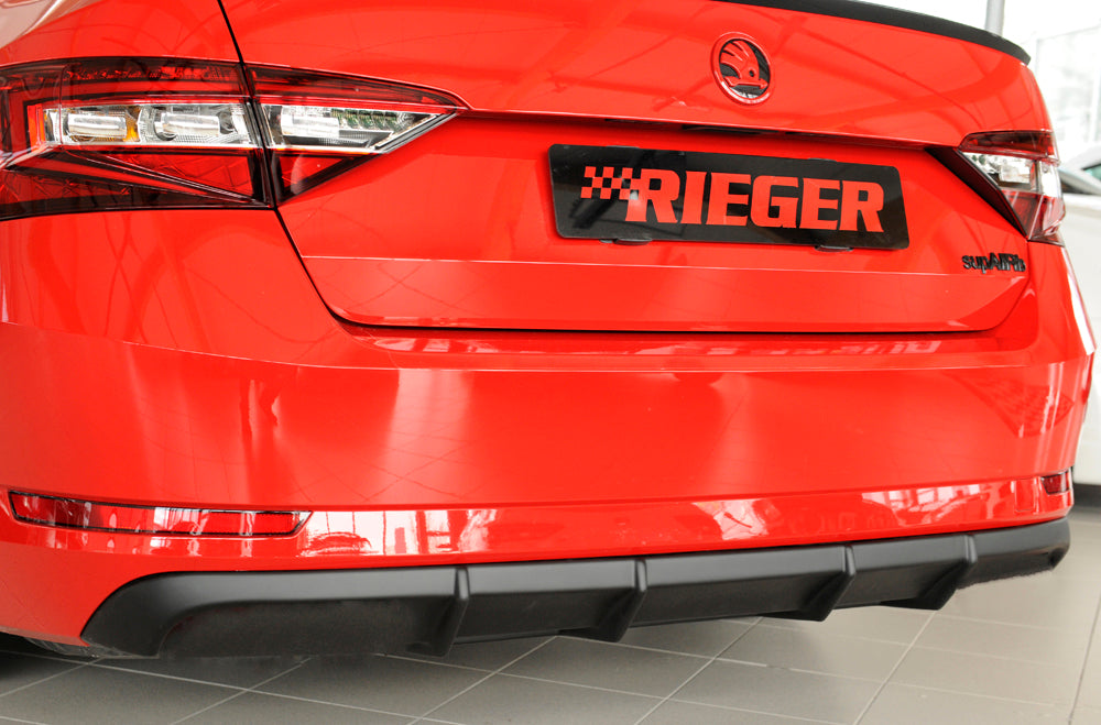 Rieger 00079046 Skoda 3T 3V Superb III Rear Diffuser - RS4-Look -  Matte Black