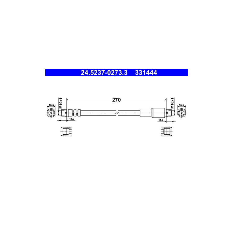 ATE 24 5237 0273 3 Brake Hose 270Mm