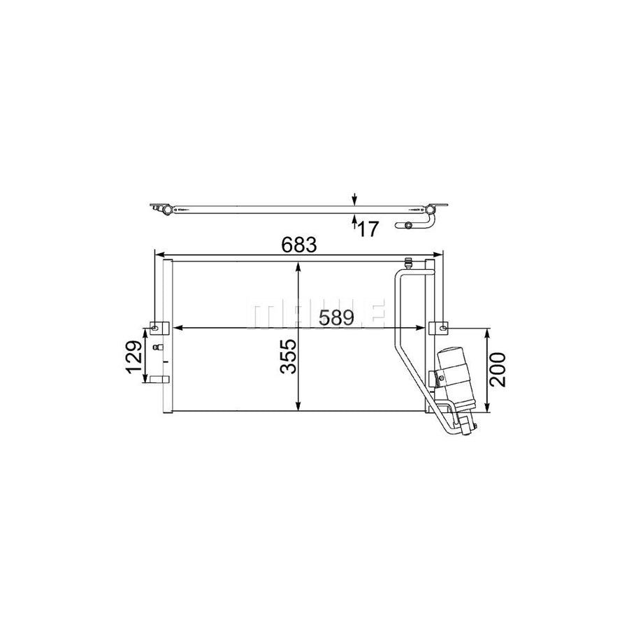 MAHLE ORIGINAL AC 478 000S Air conditioning condenser for SAAB 9-5 with dryer