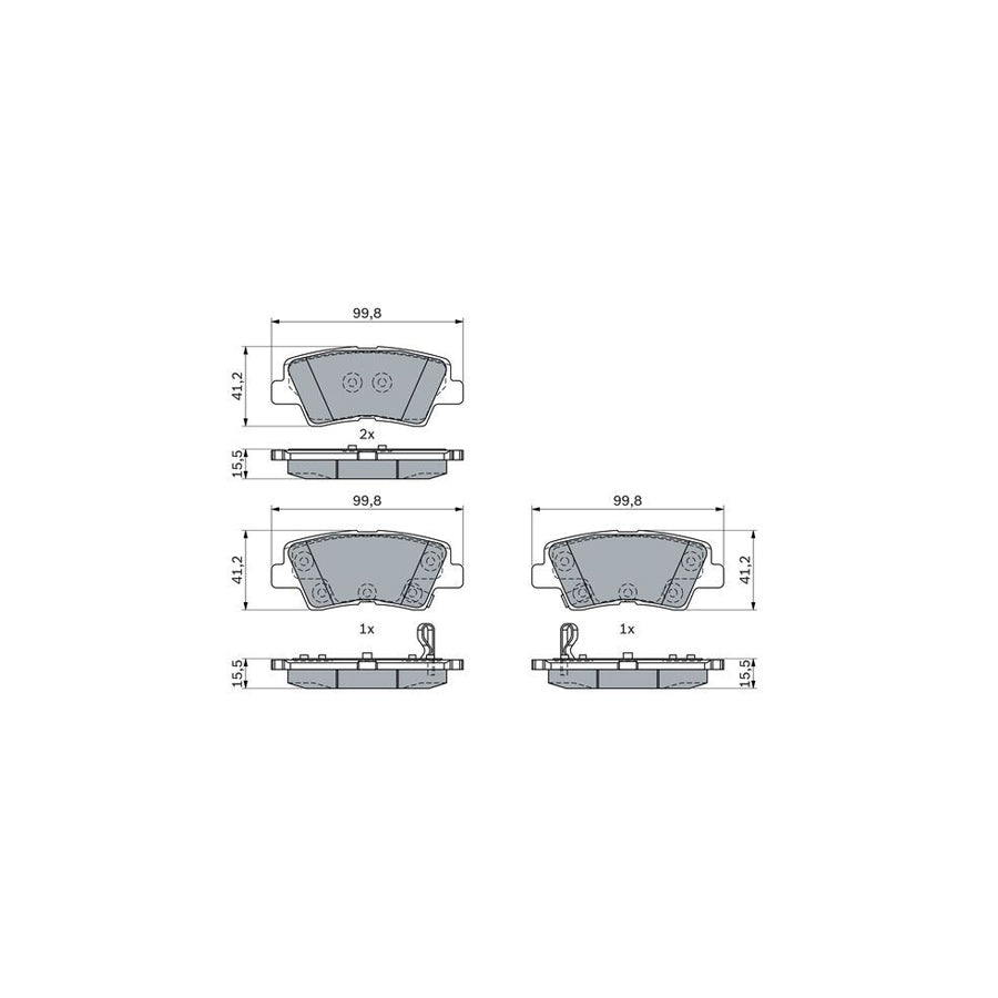 Bosch 0986424959 Brake Pad Set For Hyundai I30 With Acoustic Wear Warning With Anti Squeak Plate With Mounting Manual BP2576