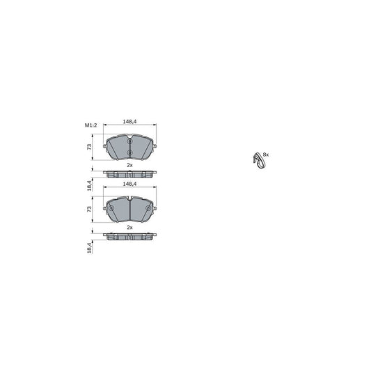 Bosch 0986494946 Brake Pad Set With Anti Squeak Plate BP1797