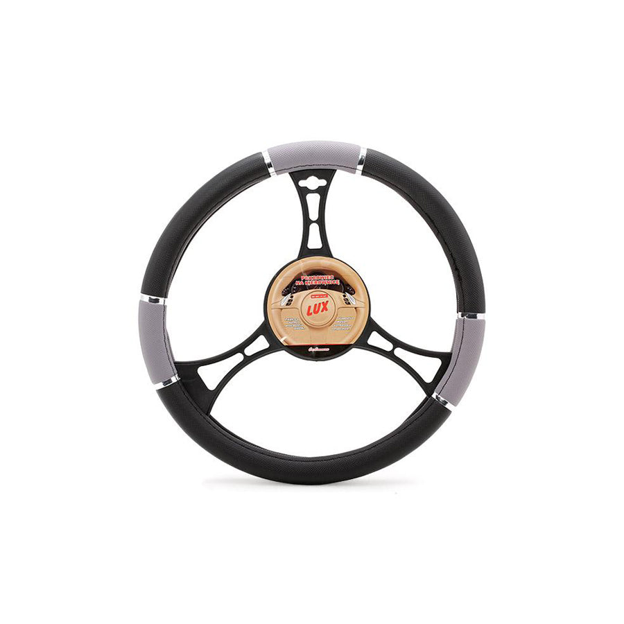 CARCOMMERCE 61127 Steering wheel cover Black, Grey, ?: 37-38cm, Leatherette