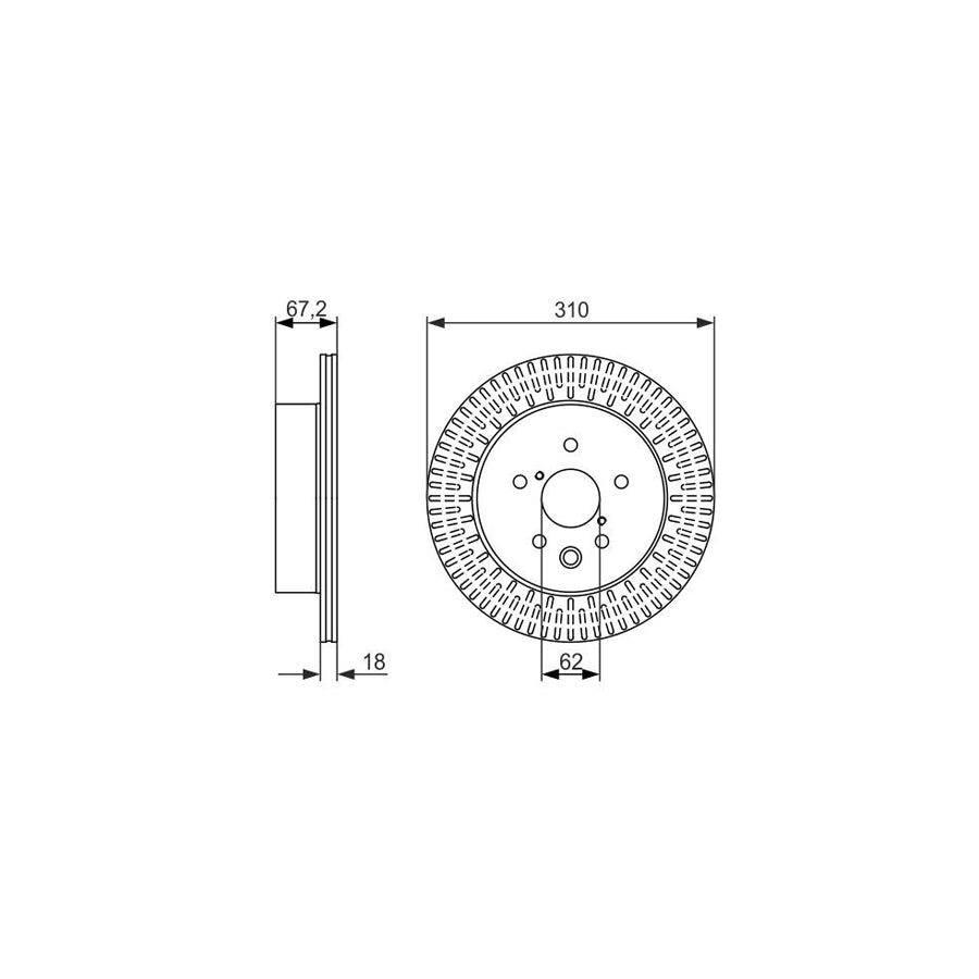 BOSCH 0 986 479 615 Brake Disc Vented Oiled
