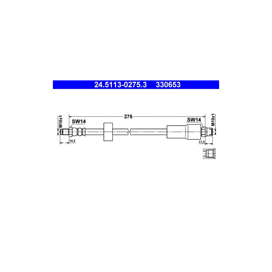 ATE 24 5113 0275 3 Brake Hose for BMW 5 Touring E39 275Mm M10X1 