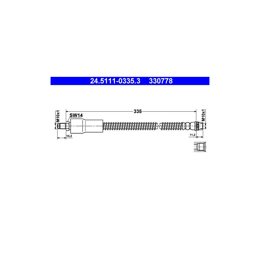ATE 24 5111 0335 3 Brake Hose 335Mm M10X1 