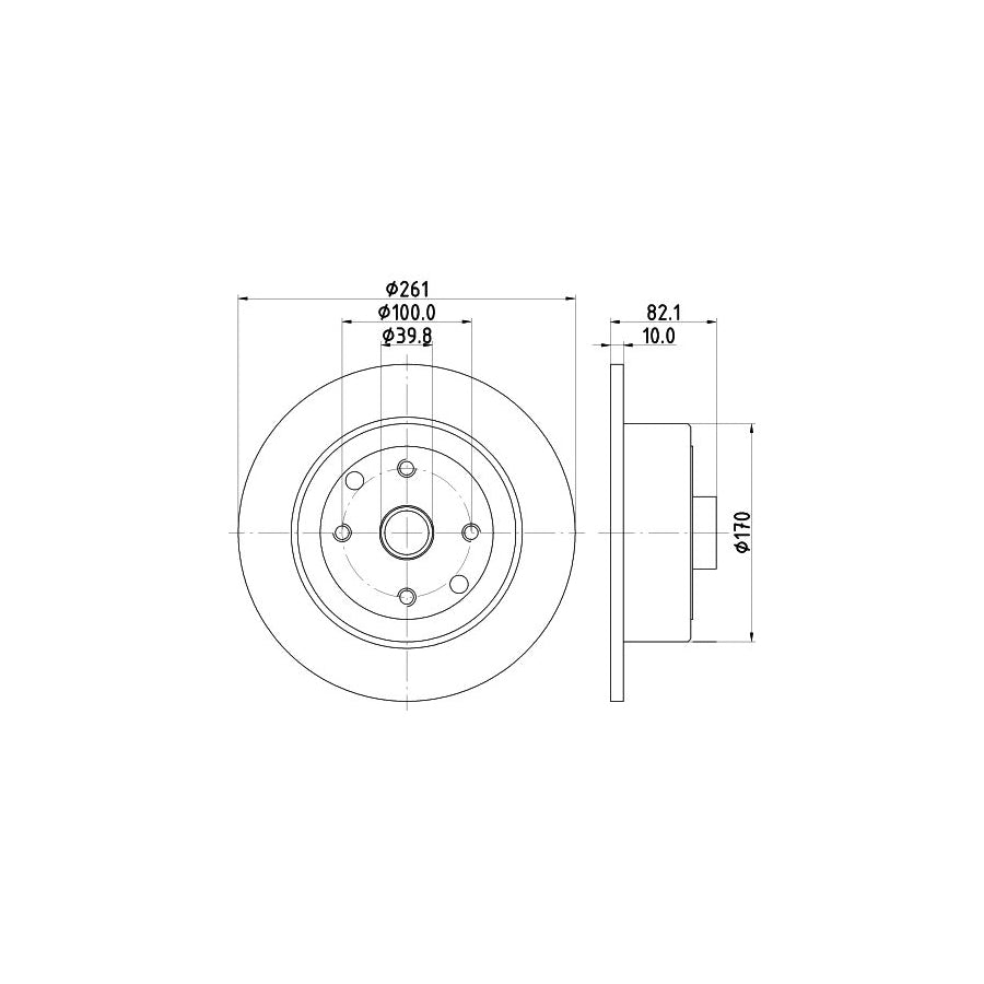 HELLA 8DD 355 101 671 Brake Disc Solid with wheel hub without wheel studs