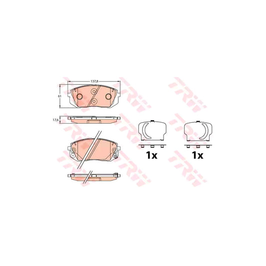 TRW Gdb3642 Brake Pad Set With Acoustic Wear Warning With Accessories