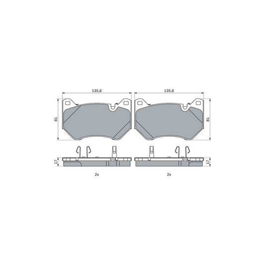 Bosch 0986424965 Brake Pad Set For Audi Q5 With Anti Squeak Plate With Mounting Manual With Piston Clip BP2582