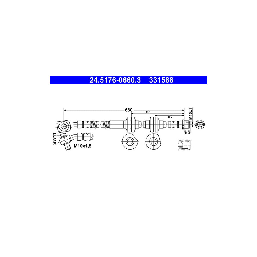 ATE 24 5176 0660 3 Brake Hose 660Mm M10X1 
