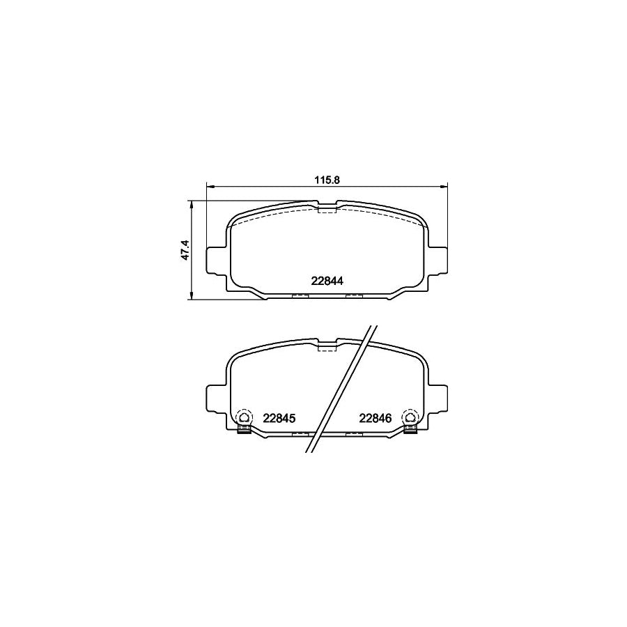 Hella 8DB 355 039 411 Brake Pad Set For Jeep Compass Mp M6 With Acoustic Wear Warning With Brake Caliper Screws With Accessories