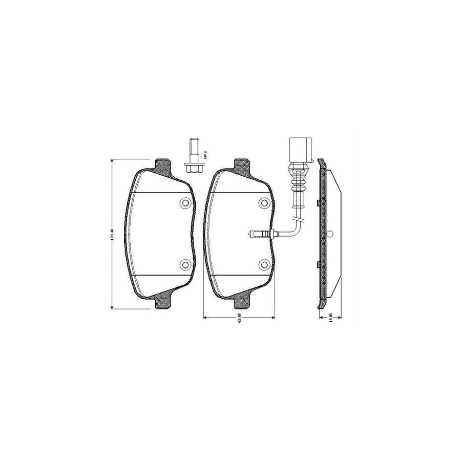 Bosch 0986Tb2382 Brake Pad Set Incl Wear Warning Contact