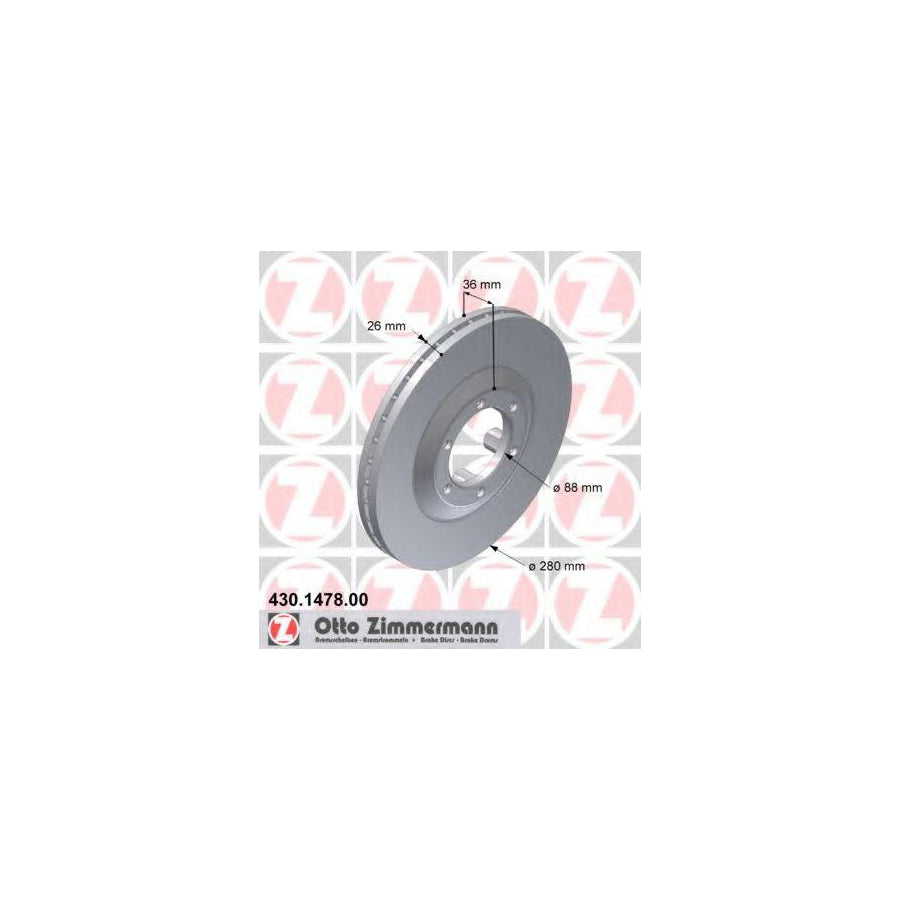 ZIMmERMANN 430 1478 00 Brake Disc Internally Vented