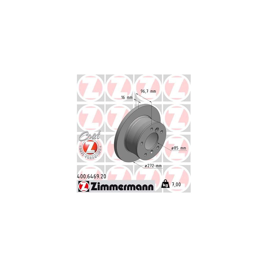 ZIMmERMANN COAT Z 400 6469 20 Brake Disc Solid Coated High carbon