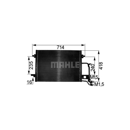 MAHLE ORIGINAL AC 255 000S Air conditioning condenser for AUDI A6 with seal ring, without dryer, without pressure sensor