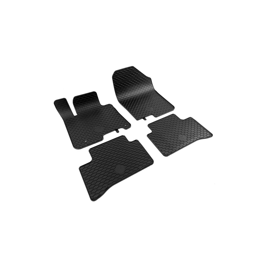 WALSER RubberLine 50877 Floor mat set Elastomer, Front and Rear, Quantity: 4, Black
