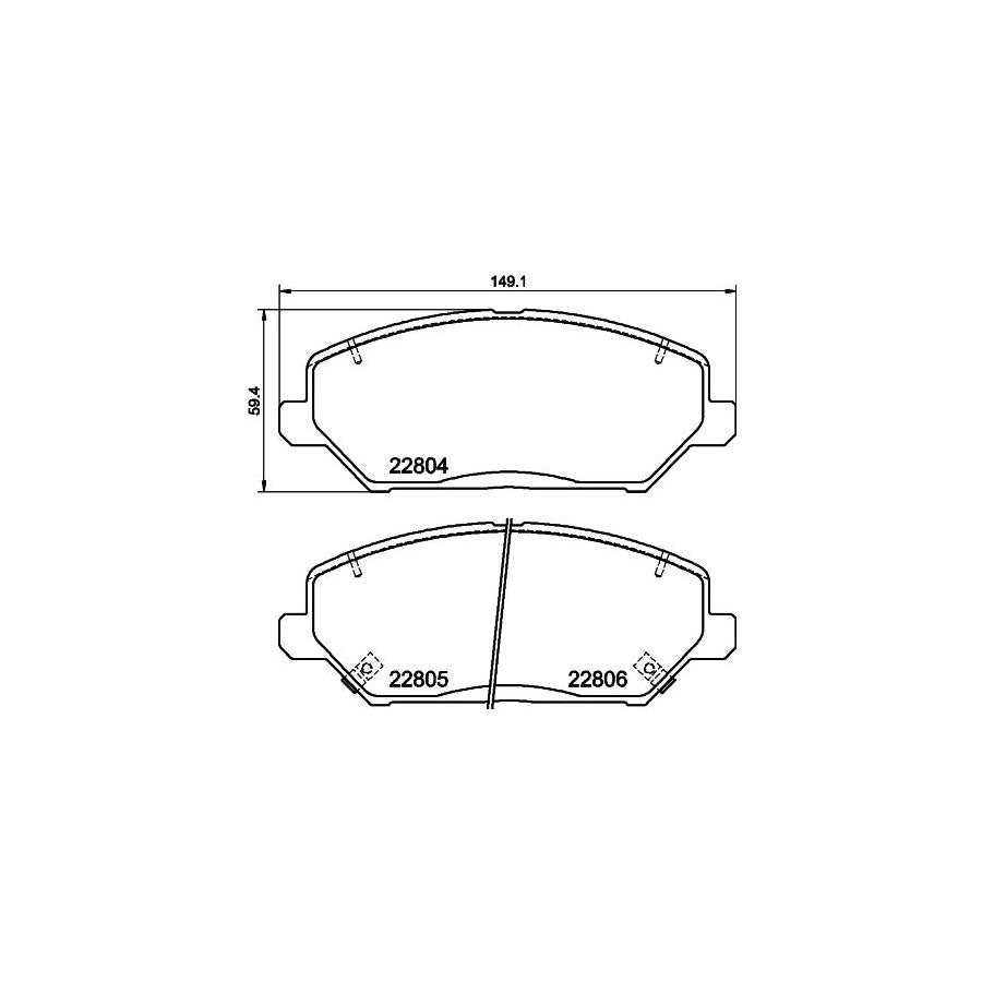 Hella 8DB 355 037 881 Brake Pad Set With Acoustic Wear Warning