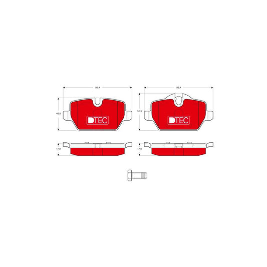 TRW Dtec Cotec Gdb1612Dte Brake Pad Set Prepared For Wear Indicator With Brake Caliper Screws With Accessories