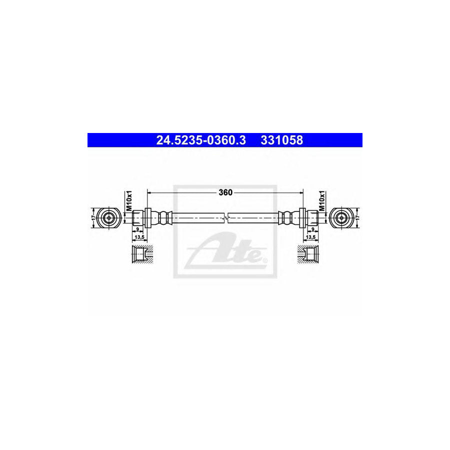 ATE 24 5235 0360 3 Brake Hose 360Mm