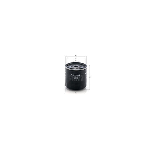 MANN-FILTER W 920/82 Oil Filter Spin-on Filter, with one anti-return valve