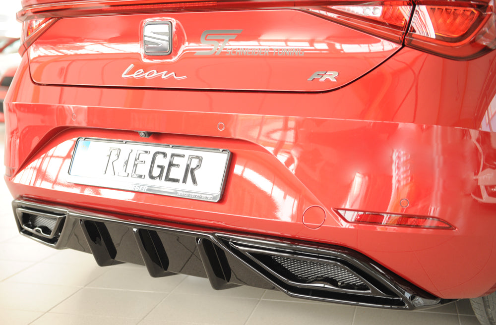Rieger 00088210 SEAT Leon KL Rear Diffuser - Glossy Black