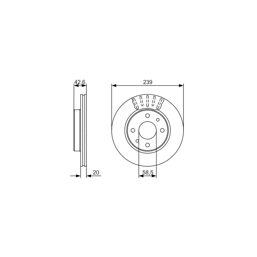 BOSCH 0 986 479 082 Brake Disc Vented Oiled