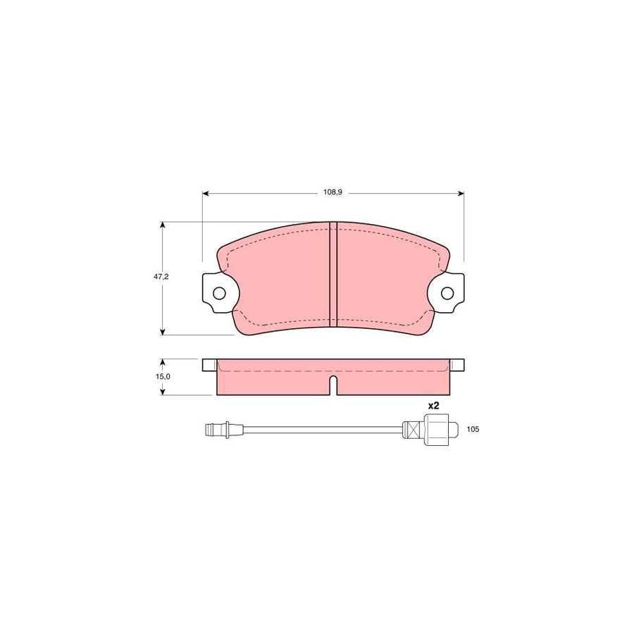 TRW Gdb172 Brake Pad Set For Alfa Romeo 33 Incl Wear Warning Contact
