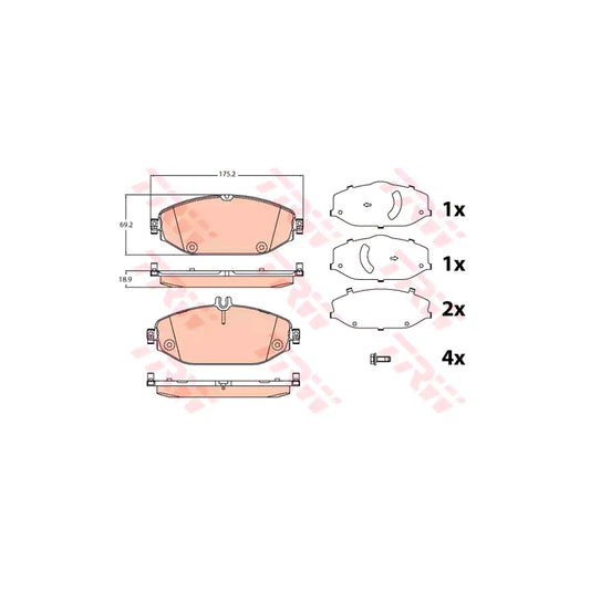 TRW Gdb2097 Brake Pad Set Prepared For Wear Indicator With Brake Caliper Screws With Accessories