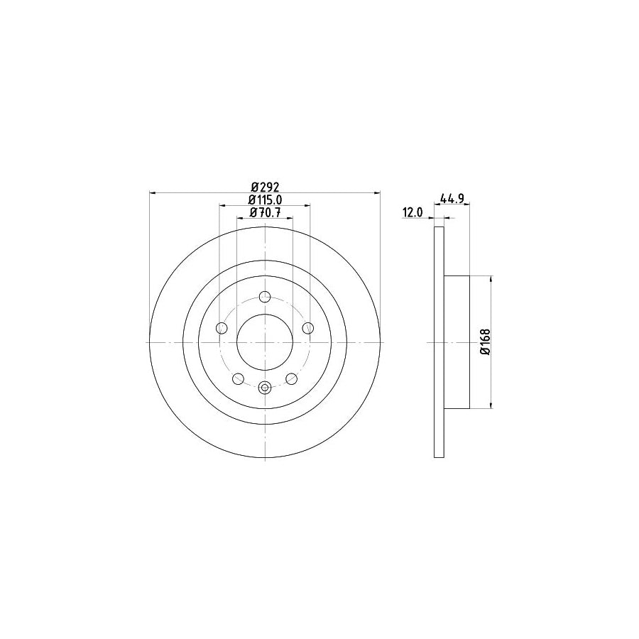 HELLA PRO 8DD 355 116 601 Brake Disc Solid Coated without wheel hub without wheel studs