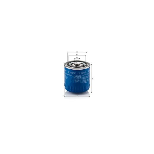 MANN-FILTER W 920/47 Oil Filter Spin-on Filter, with one anti-return valve
