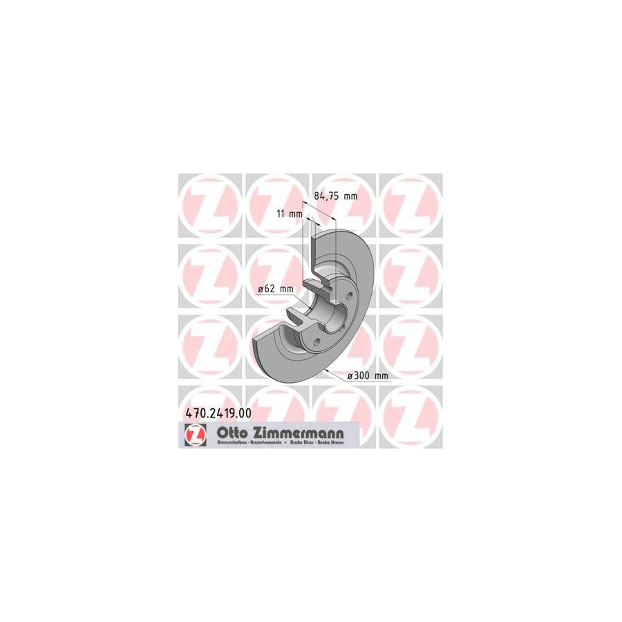 ZIMmERMANN 470 2419 00 Brake Disc for RENAULT Espace IV JK Solid without ABS sensor ring without wheel bearing