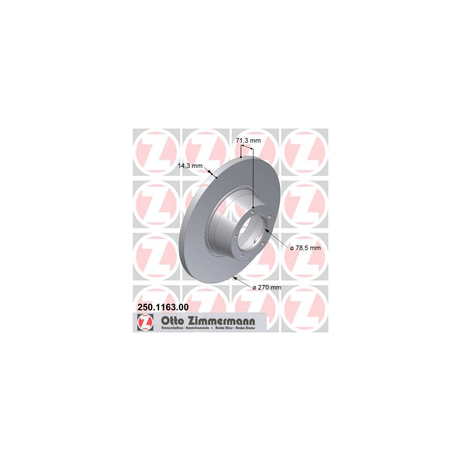 ZIMmERMANN 250 1163 00 Brake Disc for FORD TRANSIT Solid